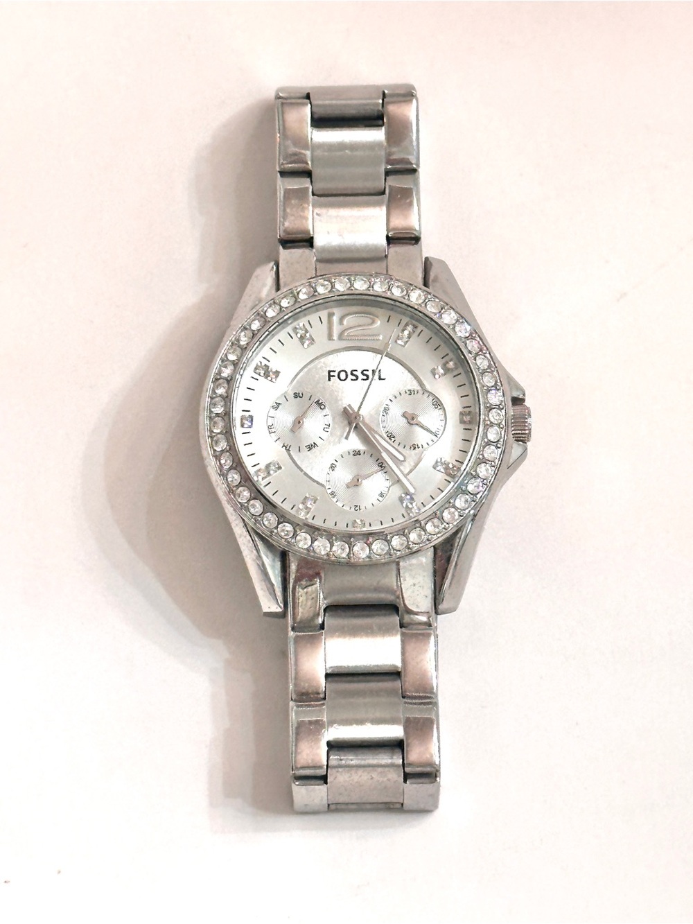 Fossil RILEY Crystal-Trim Stainless Steel Women's Watch
